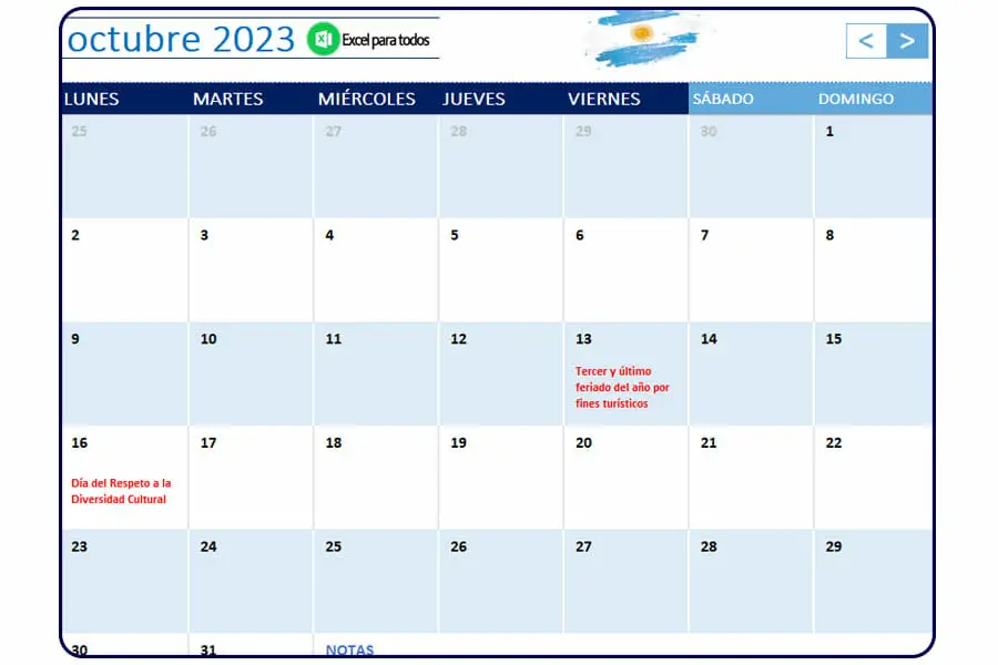 Feriados de octubre 2023