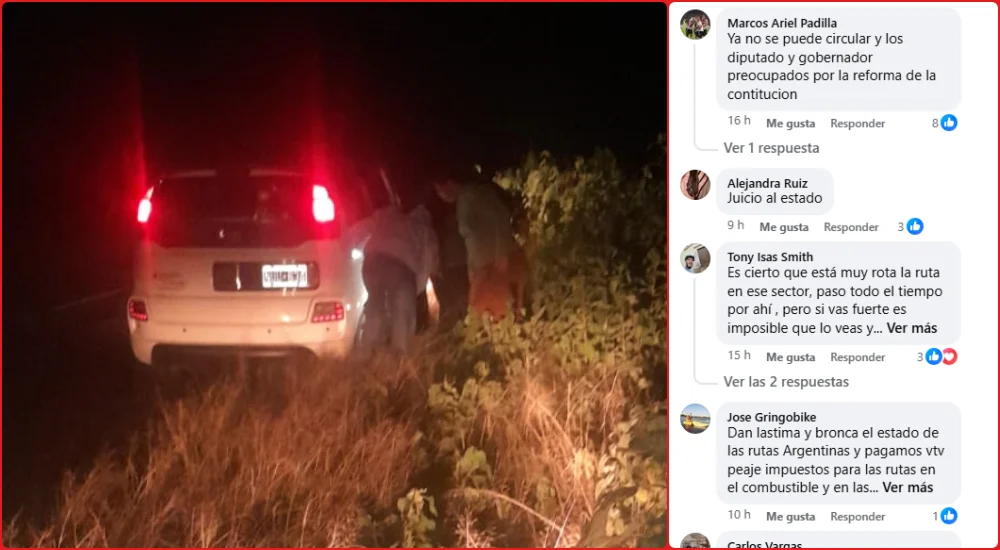 Auto en la ruta 16